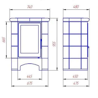 печь-камин софия изразец барокко коричневая экокамин 