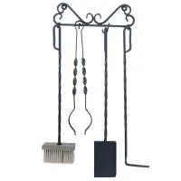 набор для камина настенный (4 предмета) 85см черный, банный эксперт