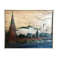 картина резная "кремль" натуральное дерево банный эксперт