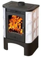 печь-камин бавария изразец с чугунной плитой арка бежевая экокамин