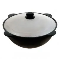 казан чугунный узбекский 8л плоское дно с крышкой