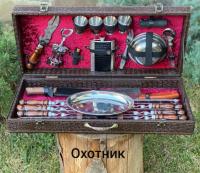 набор шампуров узбекский с аксессуарами в чемодане охотник
